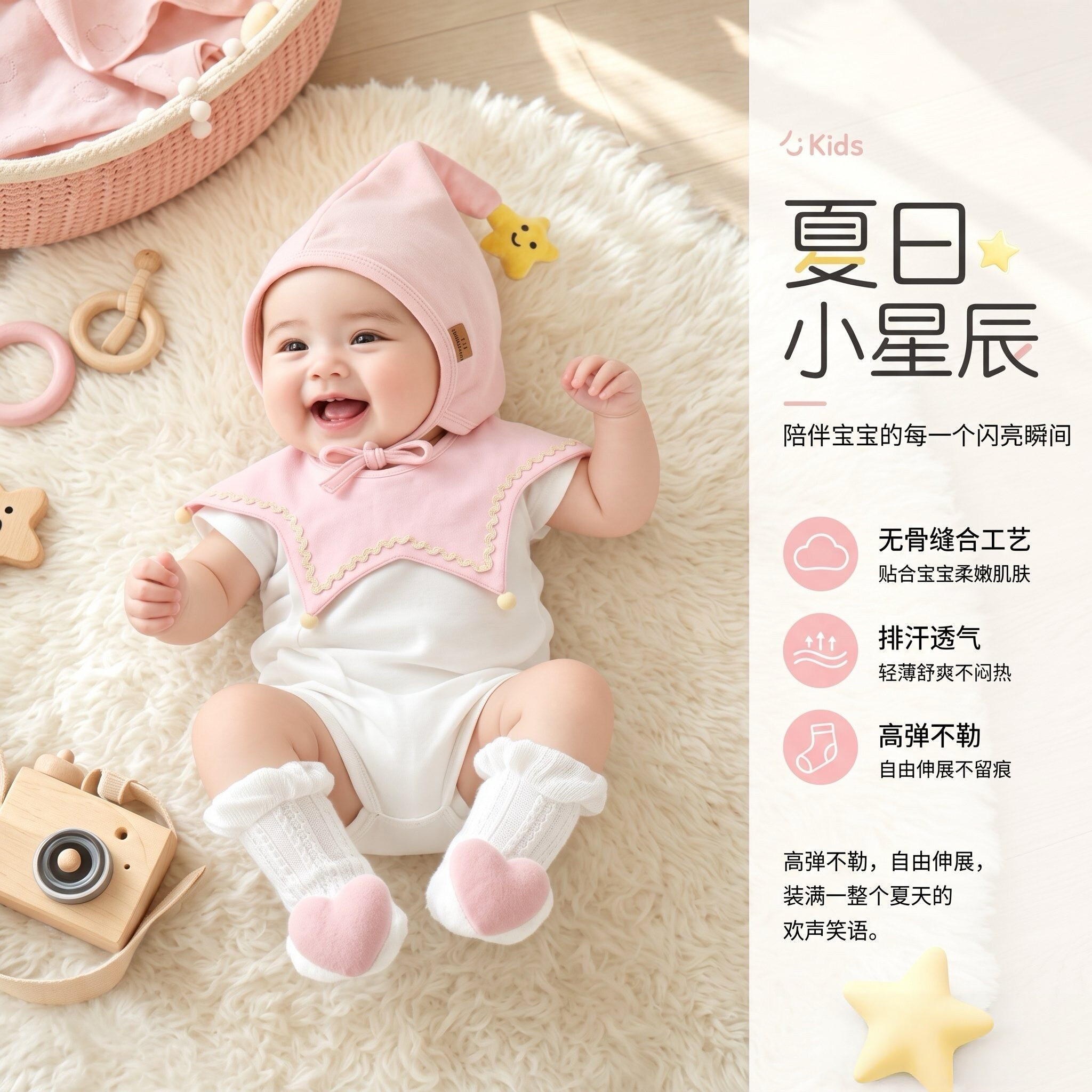 A类纯棉新生女宝满月拍照哈衣图片