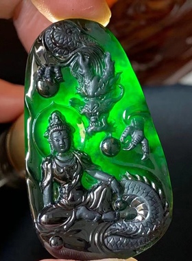 凝墨为翠家墨翠降龙观音，黑度极黑油亮，种老起胶感油性非常好。