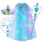 发光儿童冰雪奇缘披风魔法棒套装 艾莎公主面具女孩投影音乐魔仙棒
