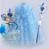 儿童冰雪奇缘皇冠魔法棒套装 艾莎公主面具配饰女孩投影音乐魔仙棒