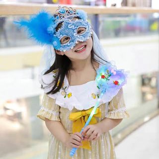 发光套装儿童节面具女舞会公主女孩皇冠头纱节日派对装扮化妆演出