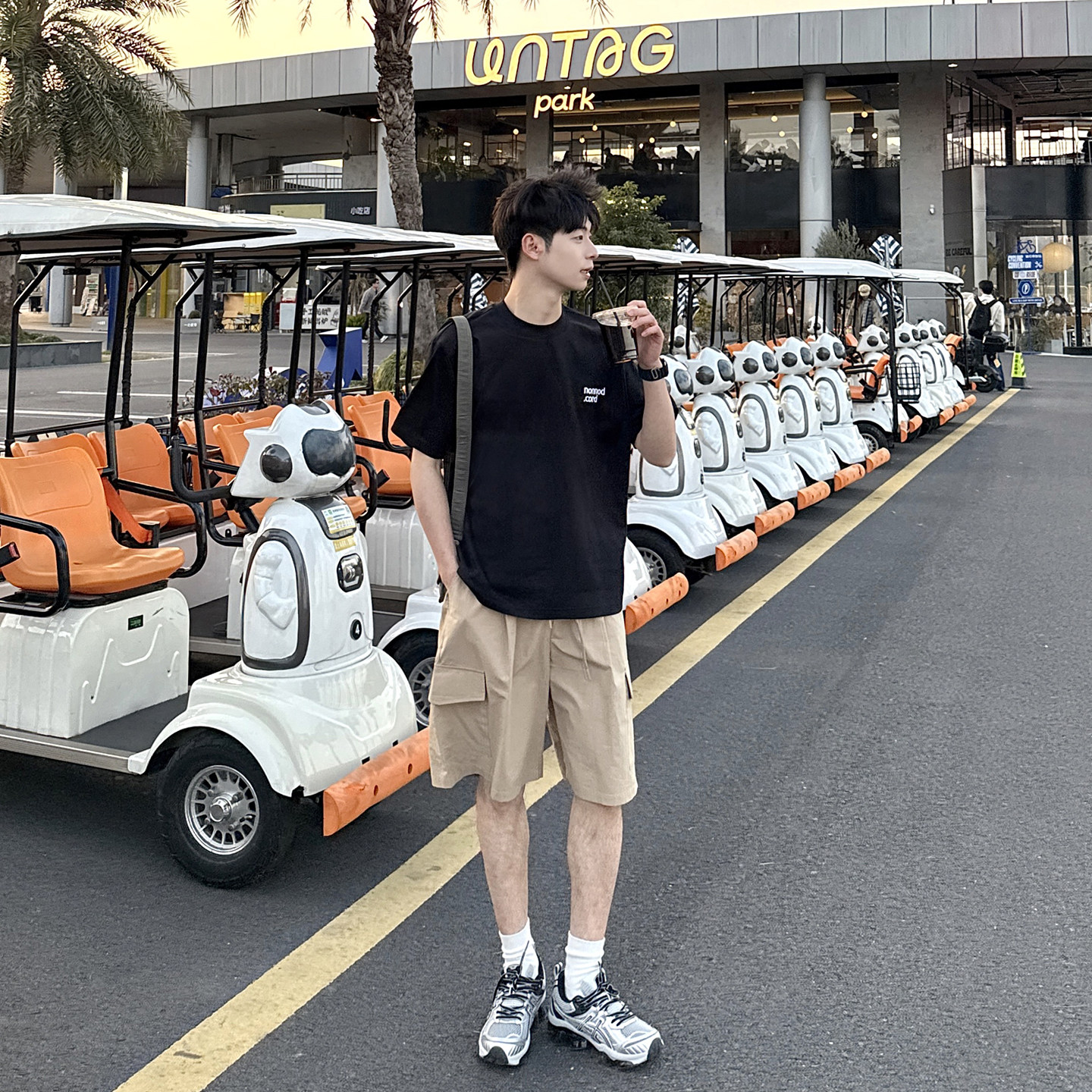 暗物质纯棉复古日系夏季工装短裤男款卡其色宽松休闲多口袋五分裤