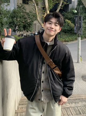 黑色立领轻薄羽绒服冬季男款2025新款加厚保暖男夹克外套高级感