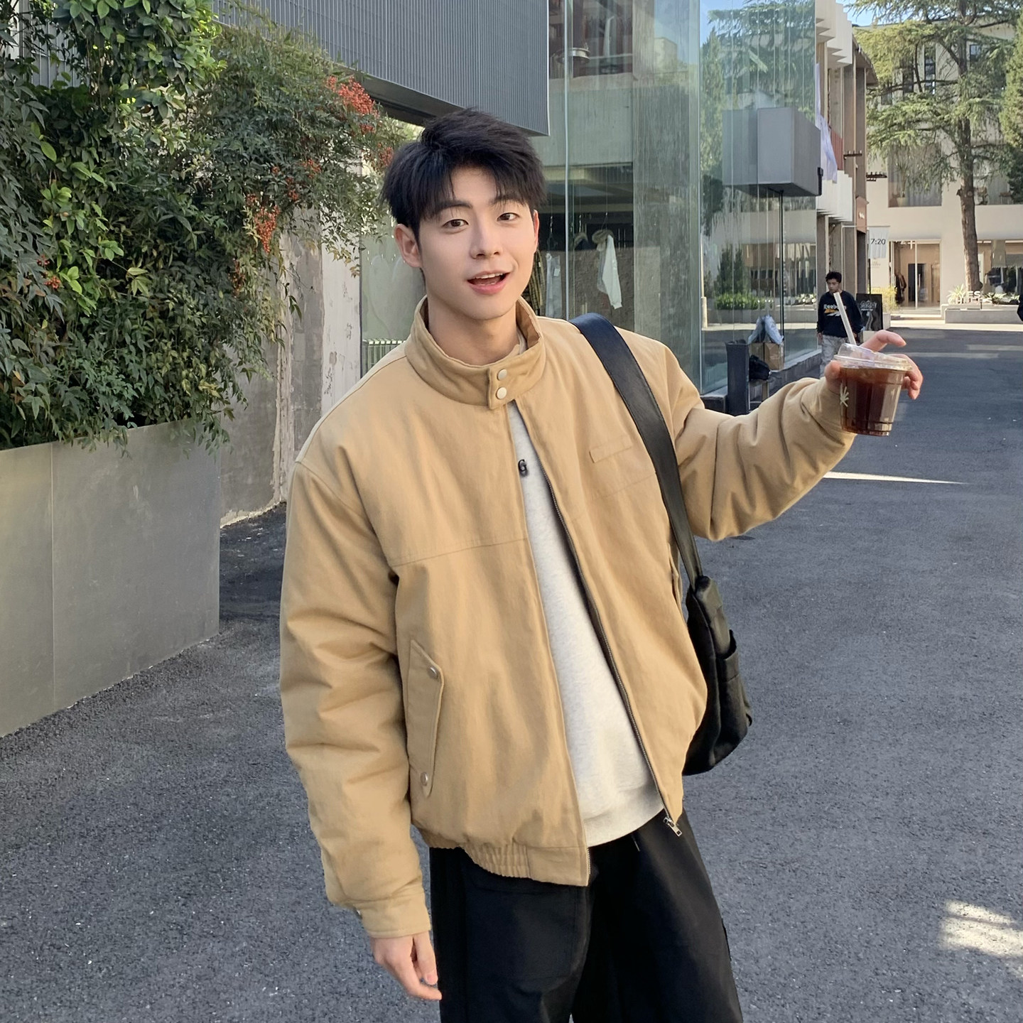 立领日系工装夹克棉服男加厚休闲短款棉袄外套2025新款男款冬装