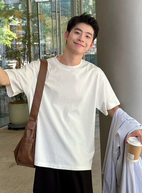 【人手一件】230g重磅纯白色打底宽松圆领小白T恤短袖