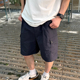 短裤 男生夏季 2026新款 藏青休闲口袋工装 宽松百搭简约五分裤 子