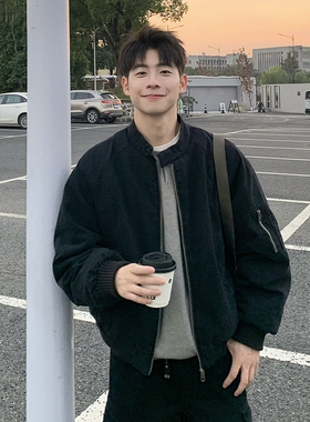 黑色短款巴恩风轻薄羽绒服男款2025新款冬季工装夹克加厚保暖外套