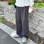深灰色垂感直筒松紧腰卫裤 子潮 宽松休闲运动长裤 男生2026新款 秋季