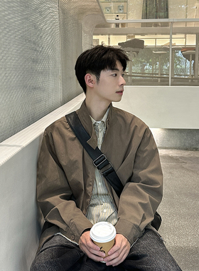 纯色立领夹克2025春秋款日系复古工装百搭宽松休闲潮流上衣外套