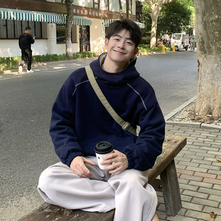 580g重磅连帽加绒卫衣男生秋冬季 宽松套头加厚抓绒上衣 2025新款