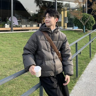 保暖加厚面包服薄款 轻薄短款 新款 冬季 外套男高级感 连帽羽绒服男款