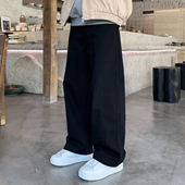 2026新款 黑色直筒加绒休闲裤 保暖休闲长裤 男宽松型抓绒裤 男款 冬季