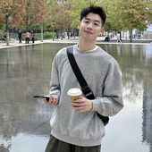 套头外套长袖 420g重磅灰色基础圆领卫衣男生2026春秋季 男款 内搭