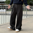 深灰色毛呢直筒西裤男款2025新款秋冬季宽松保暖加厚垂感休闲长裤