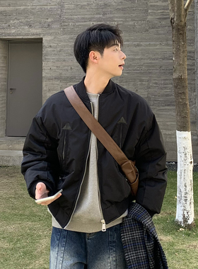 黑色轻薄飞行员夹克羽绒服男2025新款高充绒量短款外套冬季男款