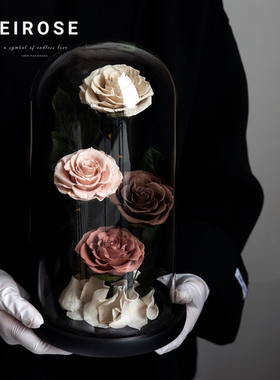 美拉德高端玫瑰永生花纪念日礼物真花礼品生日送女友闺蜜花束摆件