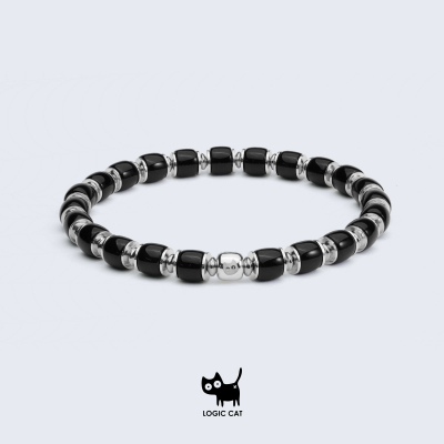 925纯银黑玛瑙精工手链