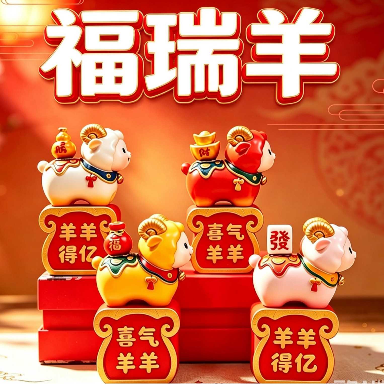 国潮生肖羊年摆件文创礼品三羊开泰年会小羊摆件伴手礼羊年吉祥物
