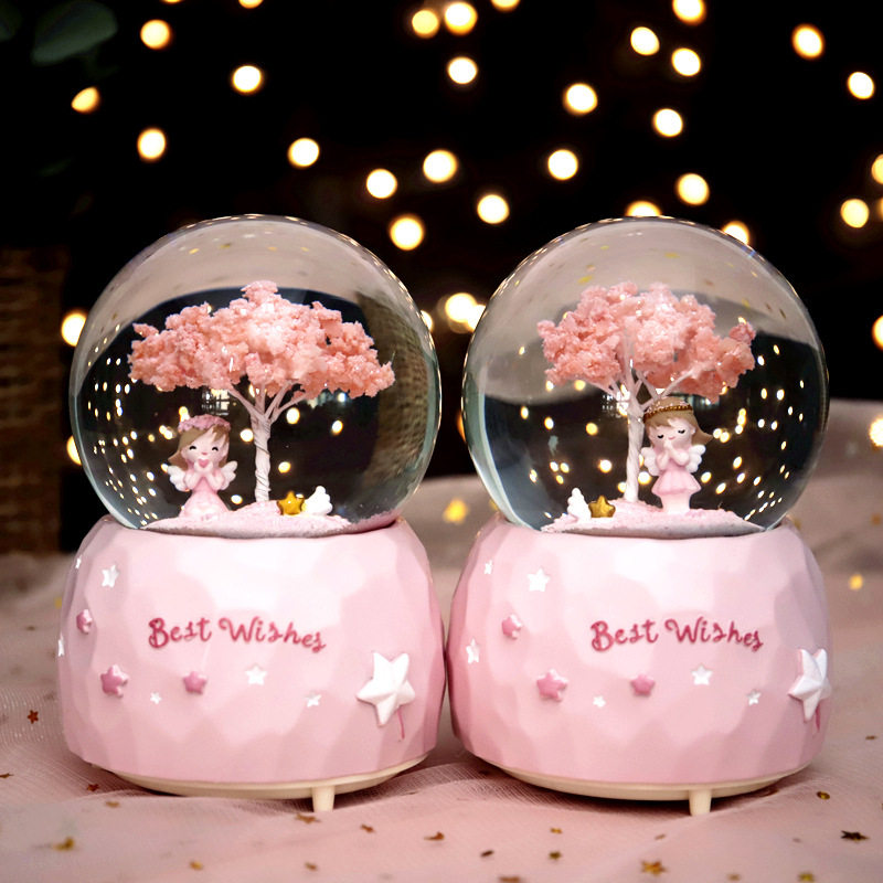 공주 크리스탈 공 뮤직 박스 눈송이 회전 뮤직 박스 소녀 학생 어린이 10 세 소녀 생일 선물 여성