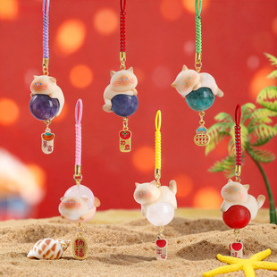 创意卡通萌宠喵见好运水晶挂件盲盒网红热卖挂饰包包装饰学生礼品