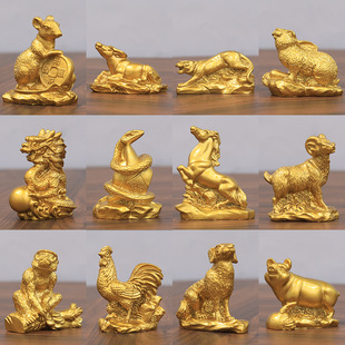 十二生肖摆件12属相全套仿铜狗鼠牛鸡蛇马虎兔龙羊猴猪装饰工艺品