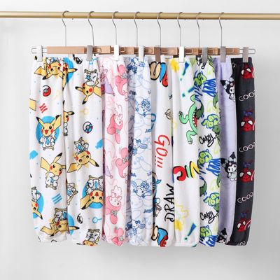 秋冬季加绒卡通款束脚保暖家居裤