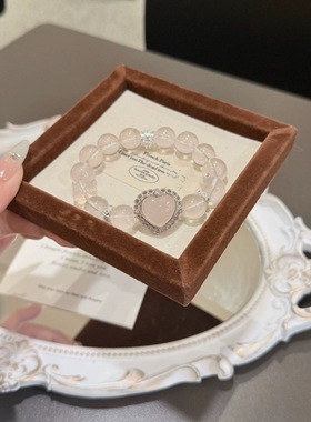 天然粉水晶手链女款莫粉魔盒招财转运珠子提升幸福感希洛阁