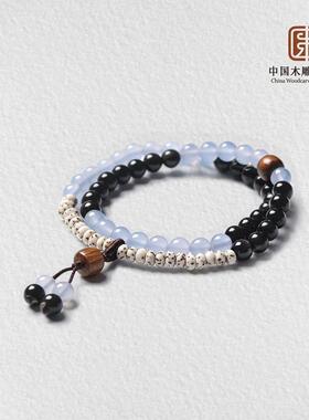 星月P提【中国木雕博物馆】0.6珠径糖心玛L彩曜配饰款双圈手串