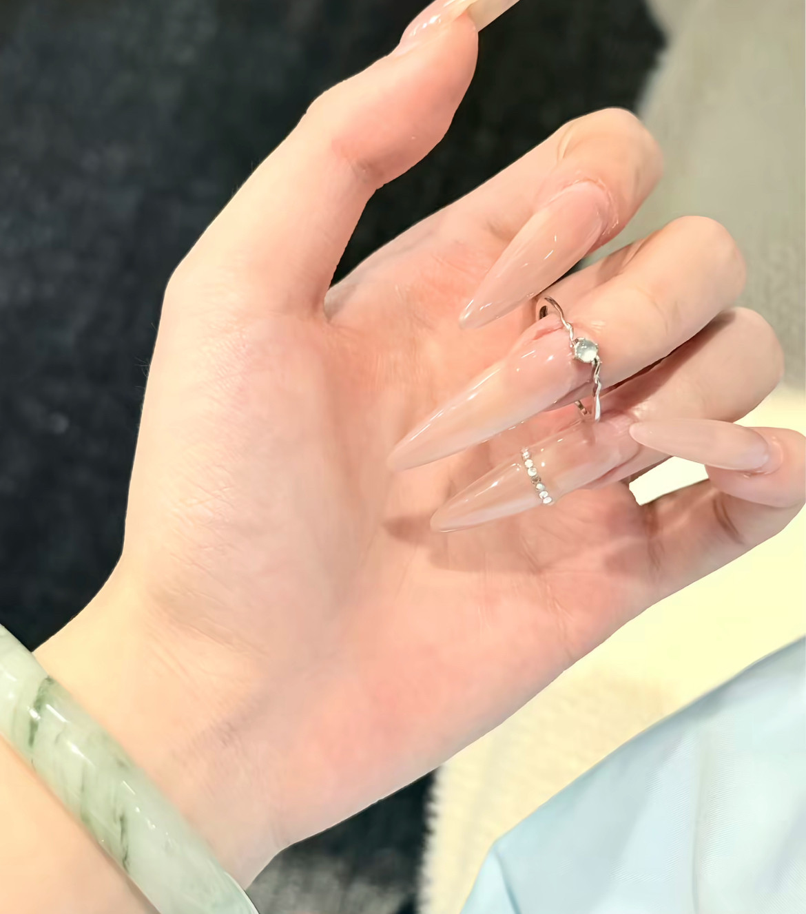 翡月戒指日进斗金日进斗银小灵蛇戒指尾戒活口可调节