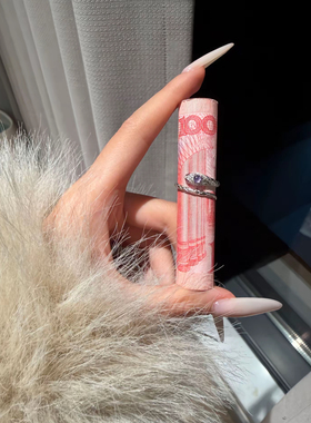 S925银小灵蛇戒指开口可调节小众设计尾戒食指戒女