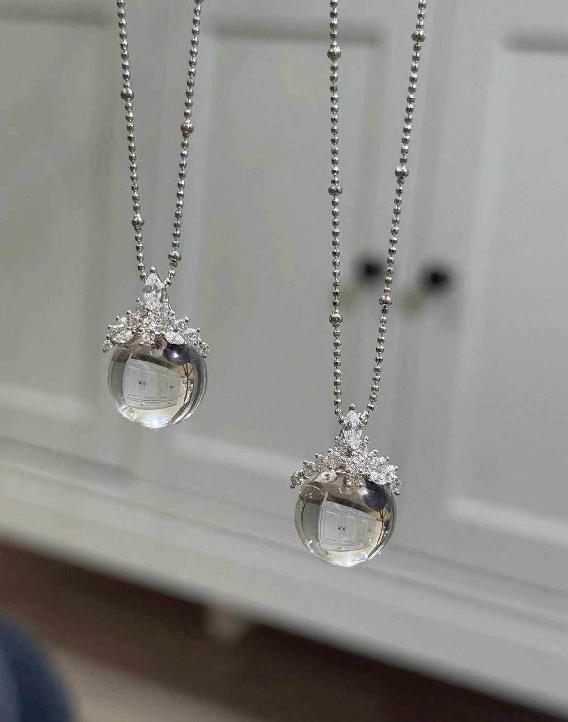 冰雪皇后天然净体双A白水晶S925银项链轻奢高级感小众锁骨链