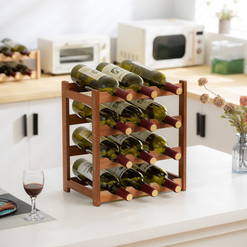 实木小红酒架原木风格