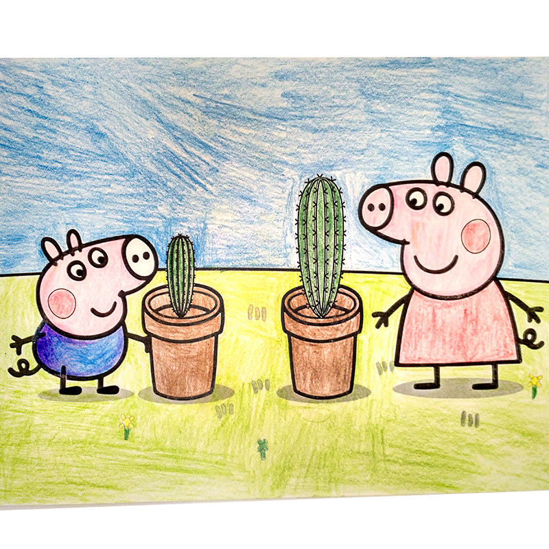 涂涂画画儿童3-6岁小猪1图色填色纸儿童涂鸦幼儿园小学生填色画纸