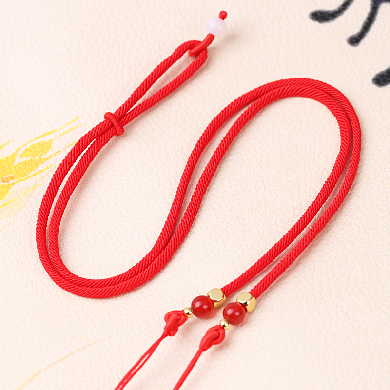 天珠横穿项链绳绑貔貅玉佩玉环绿松石文玩珐琅配饰男女款锁骨链绳