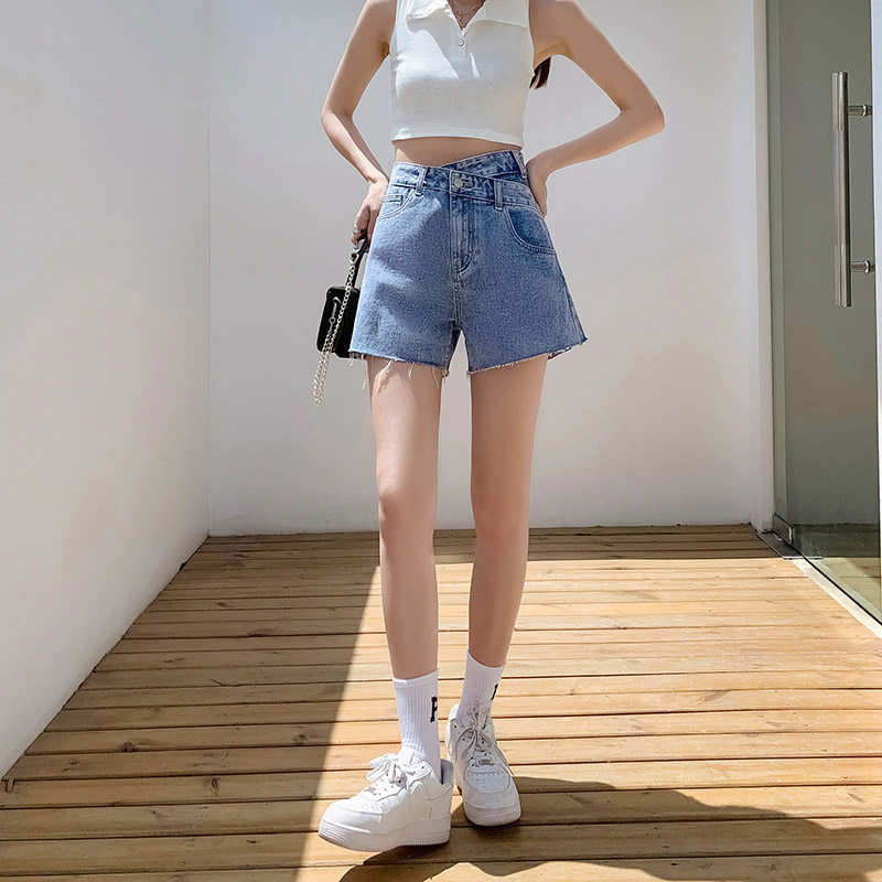 夏季高腰显瘦流苏牛仔短裤女