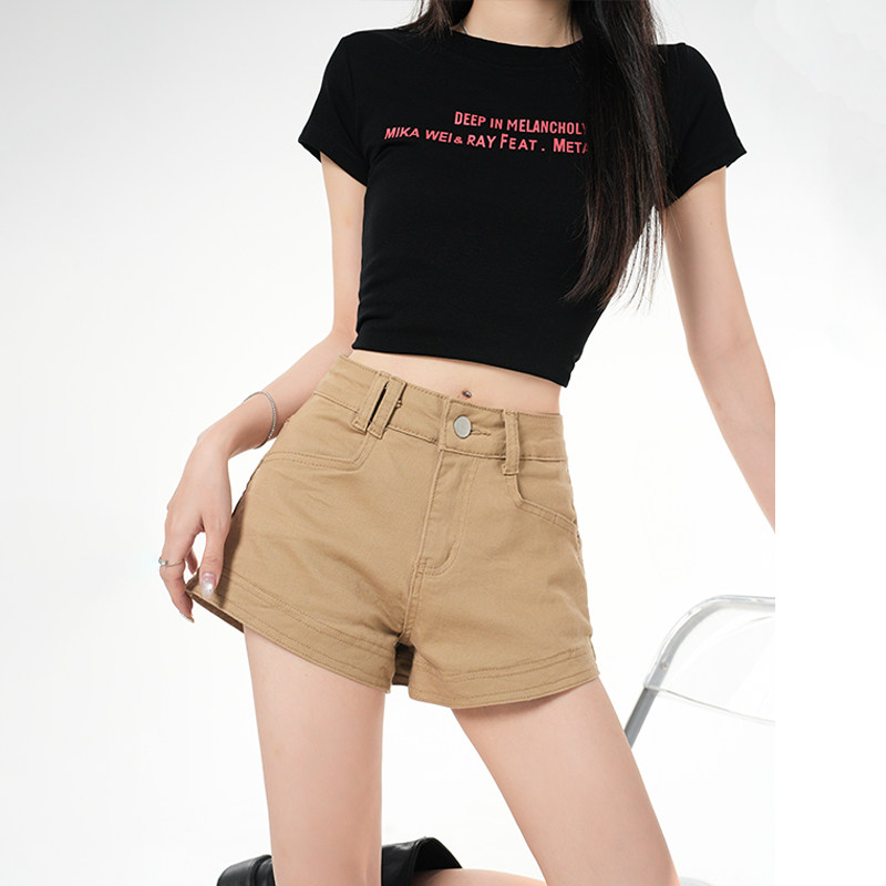 美式复古水洗做旧牛仔裤女2026新款春季做旧高腰辣妹风设计感短裤