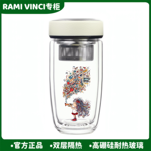 双层玻璃杯带茶隔超萌可爱