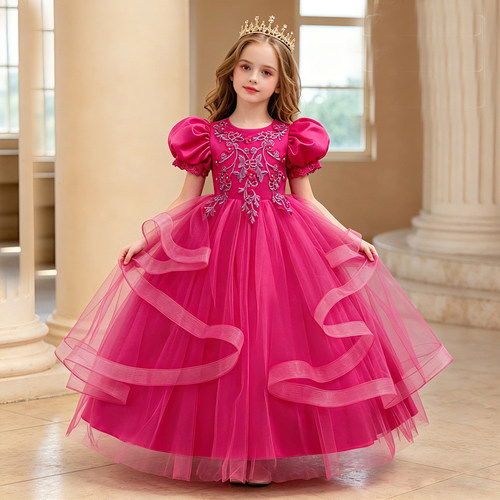 女童儿童礼服公主裙中大童舞台走秀演出连衣裙婚纱裙kids dress