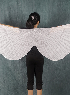 男生女孩老鹰羽白雕乌鸦翅膀儿童大人动物羽毛图案演出道具舞蹈服