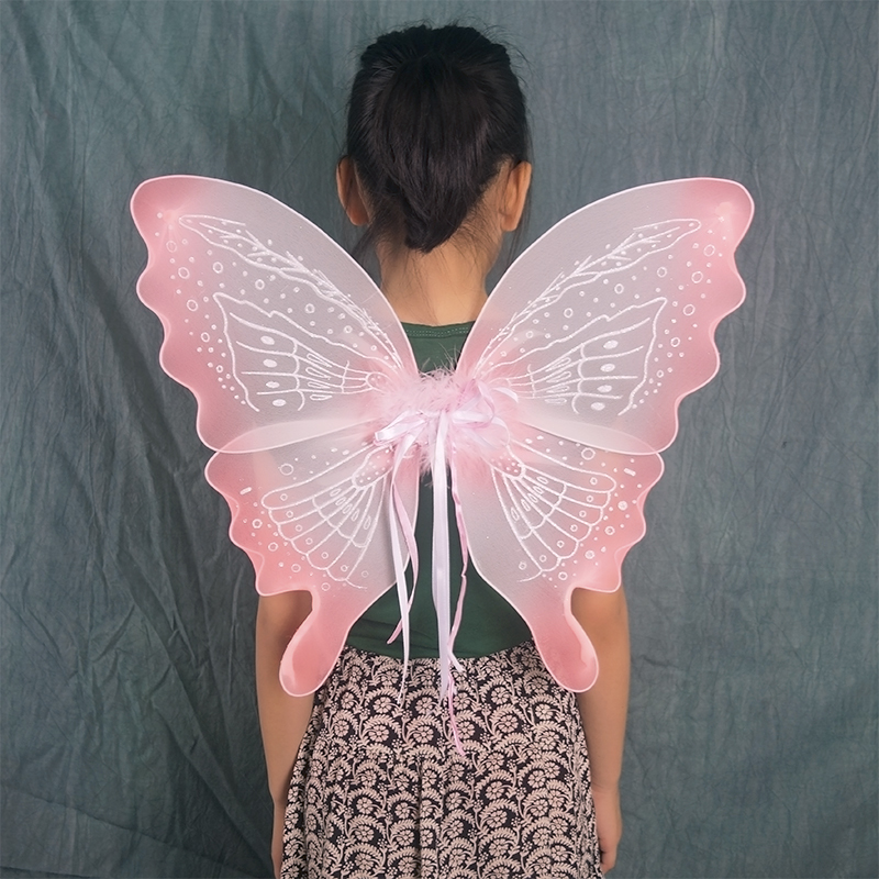 六一儿童节蝴蝶白色羽毛奇妙花仙子翅膀演出装扮道具精灵女孩翅膀-封面