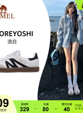 骆驼复古板T头鞋平底小白鞋女