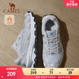 贝果鞋 骆驼慢跑鞋 透气银灰色复古休闲鞋 透气老爹鞋 子 漫游女运动鞋