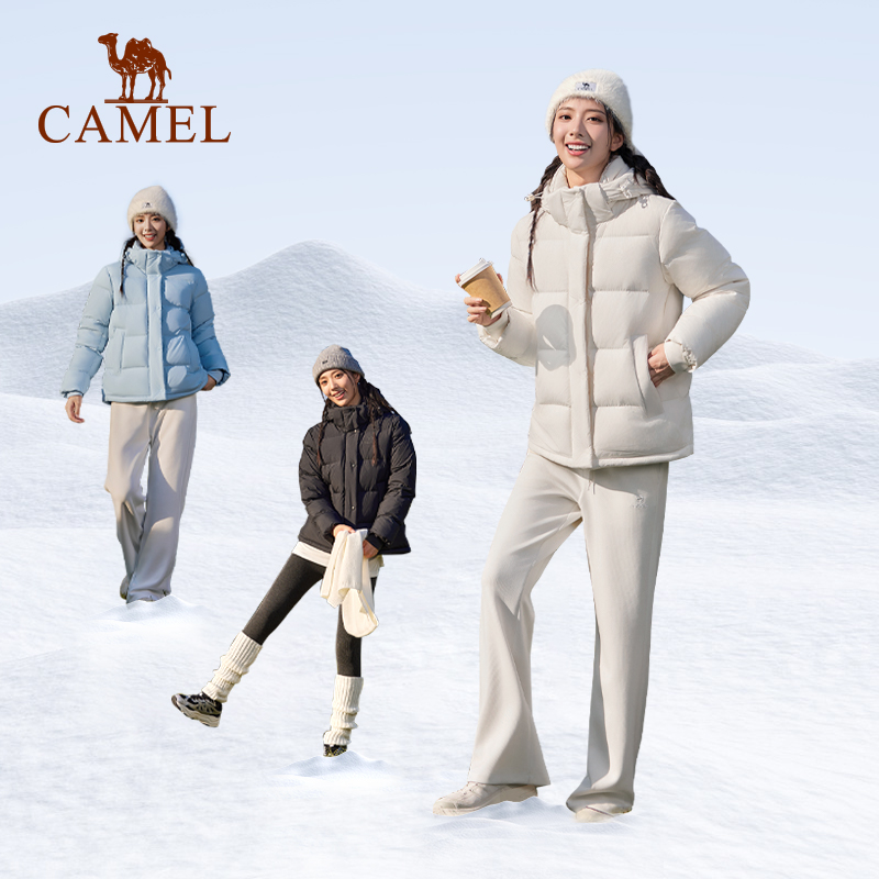 [林依轮直播间]骆驼泡芙羽绒服女冬防风外套保暖小个子短款面包服