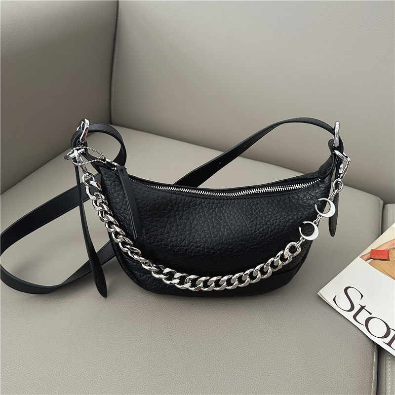包包女包2025时尚潮流百搭单肩饺子包软皮链条包月牙包斜挎休闲包
