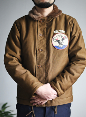War 定织精梳纯棉丛林布jungle面料100%纯毛内里N1甲板服夹克棉服