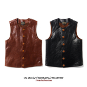 Bourn 皮马甲 复古玛雅Maryam水洗全粒面马皮JerkinVest一战无袖