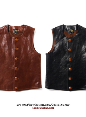 Bourn 复古玛雅Maryam水洗全粒面马皮JerkinVest一战无袖皮马甲