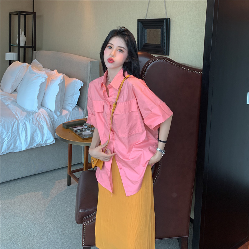 A lazy peach pink shirt with real price