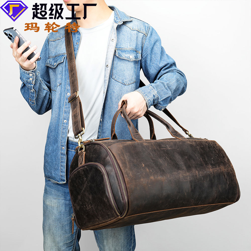真皮出差旅行包男手提大容量男士牛皮便携独立鞋仓行李袋西装
