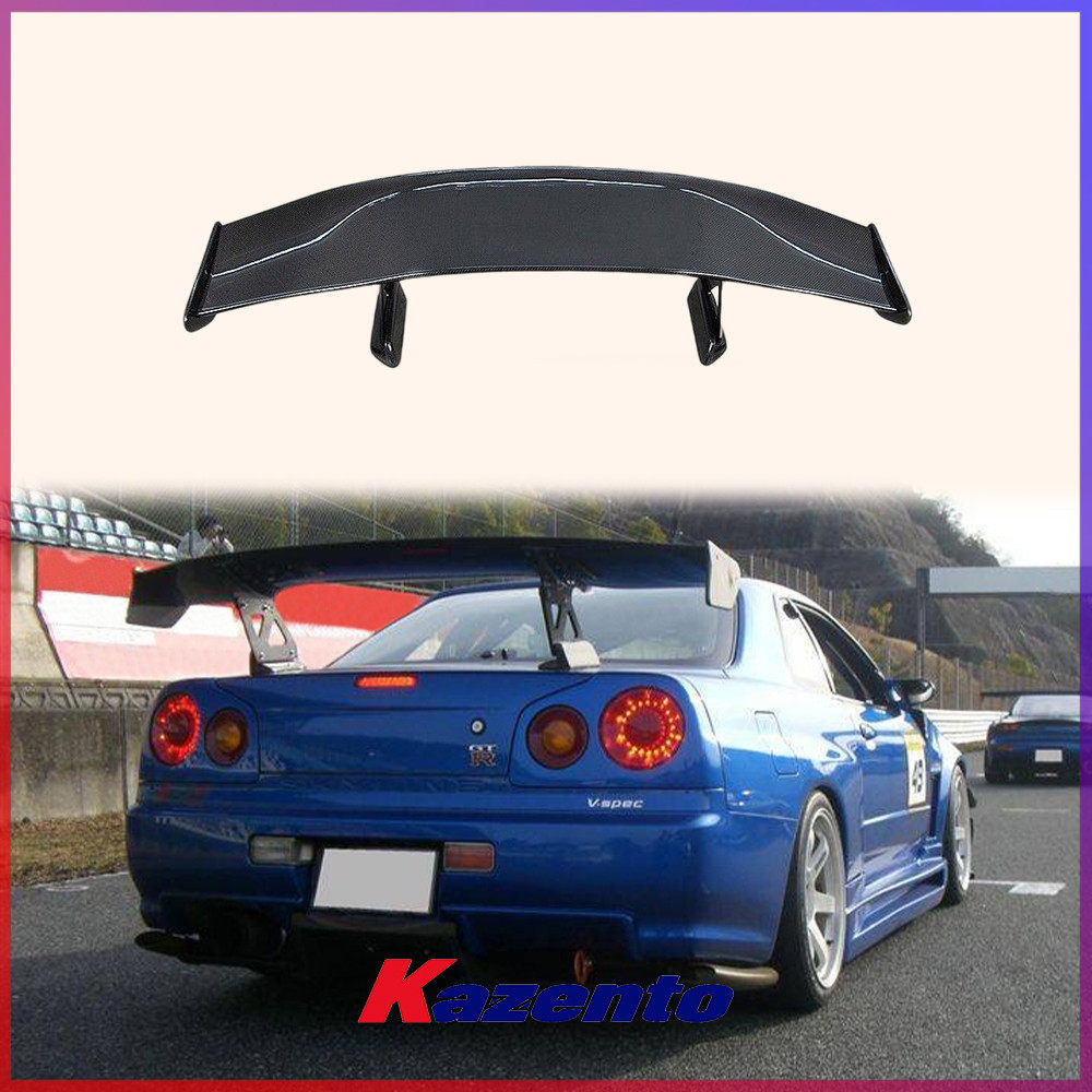 适用日产R34 Skyline GTR 碳纤维改装 TOPS款大尾翼 后扰流定风翼